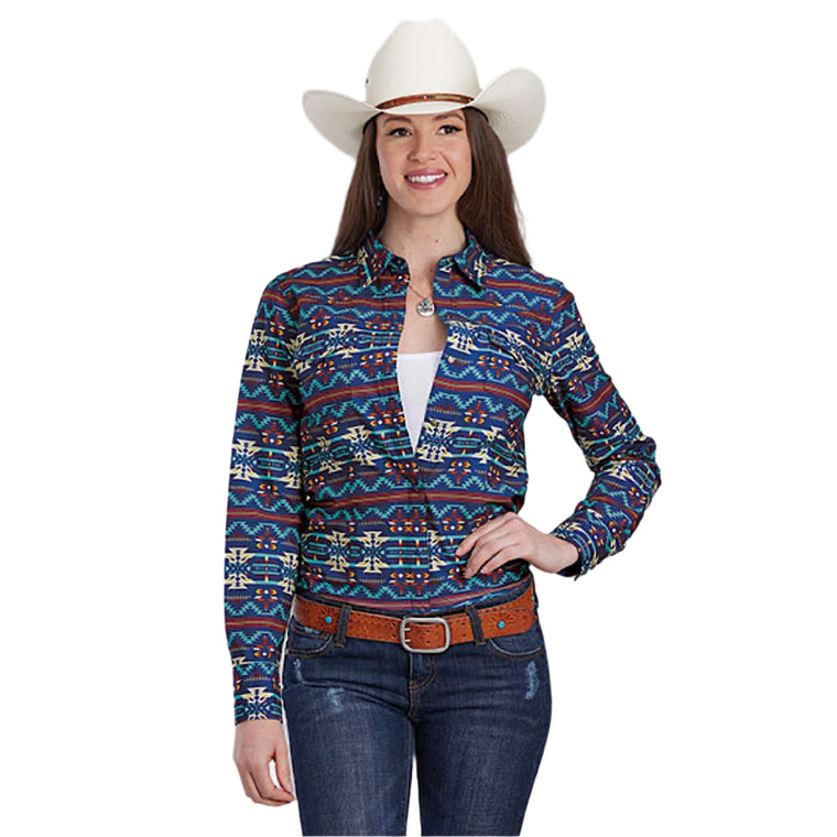 Roper Women's West Made Collection Shirt - Print Blue