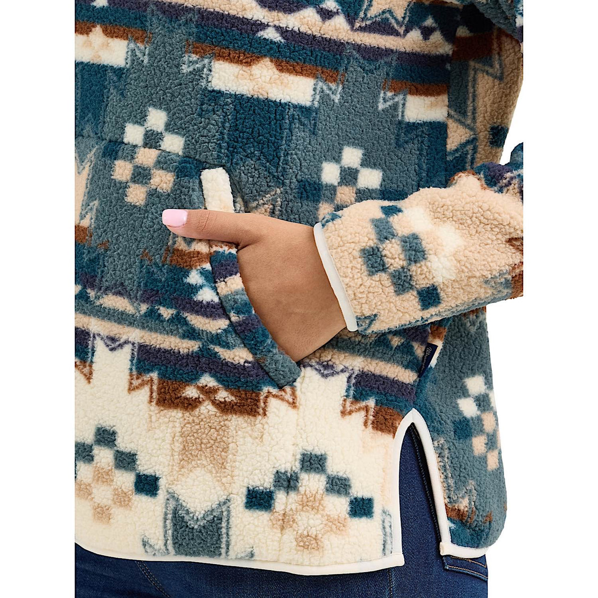 Wrangler Women’s Sherpa Zip Pullover - Blue