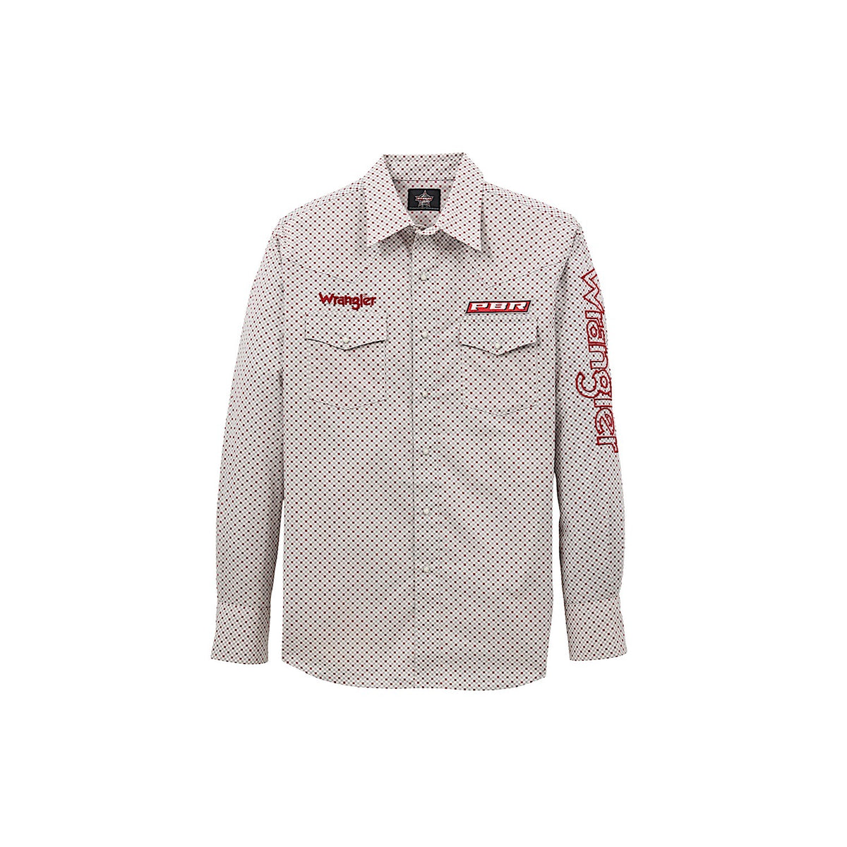Wrangler Men’s PBR Logo Classic Fit Shirt - Gray/Red
