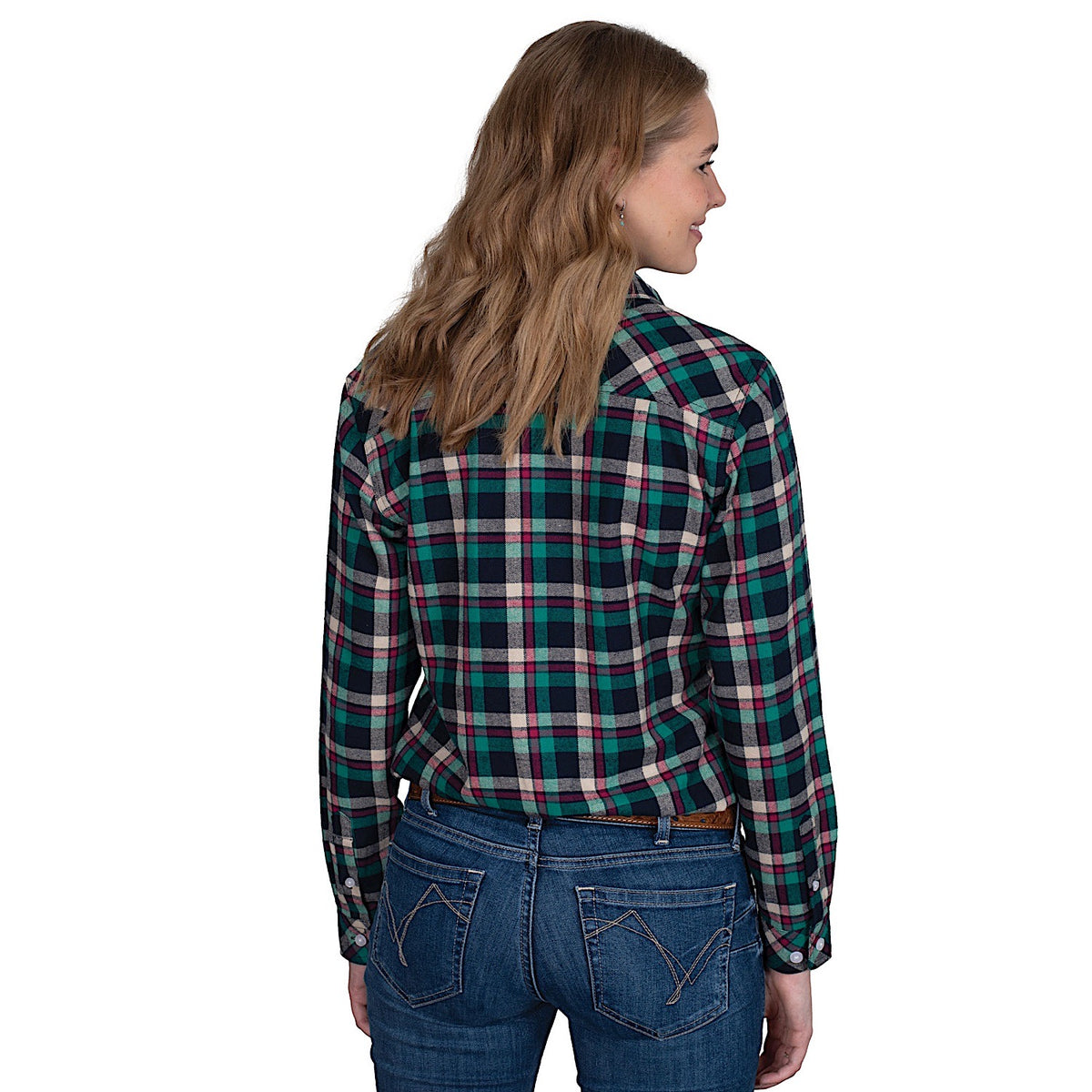 Just Country Women’s Brooke Flannel Shirt - Plaid Navy / Green / Tan