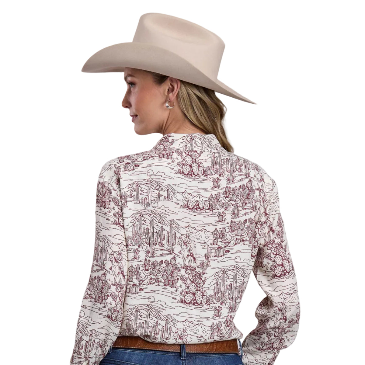 Stetson Women's Desert Toiler Print Crepe Shirt - White