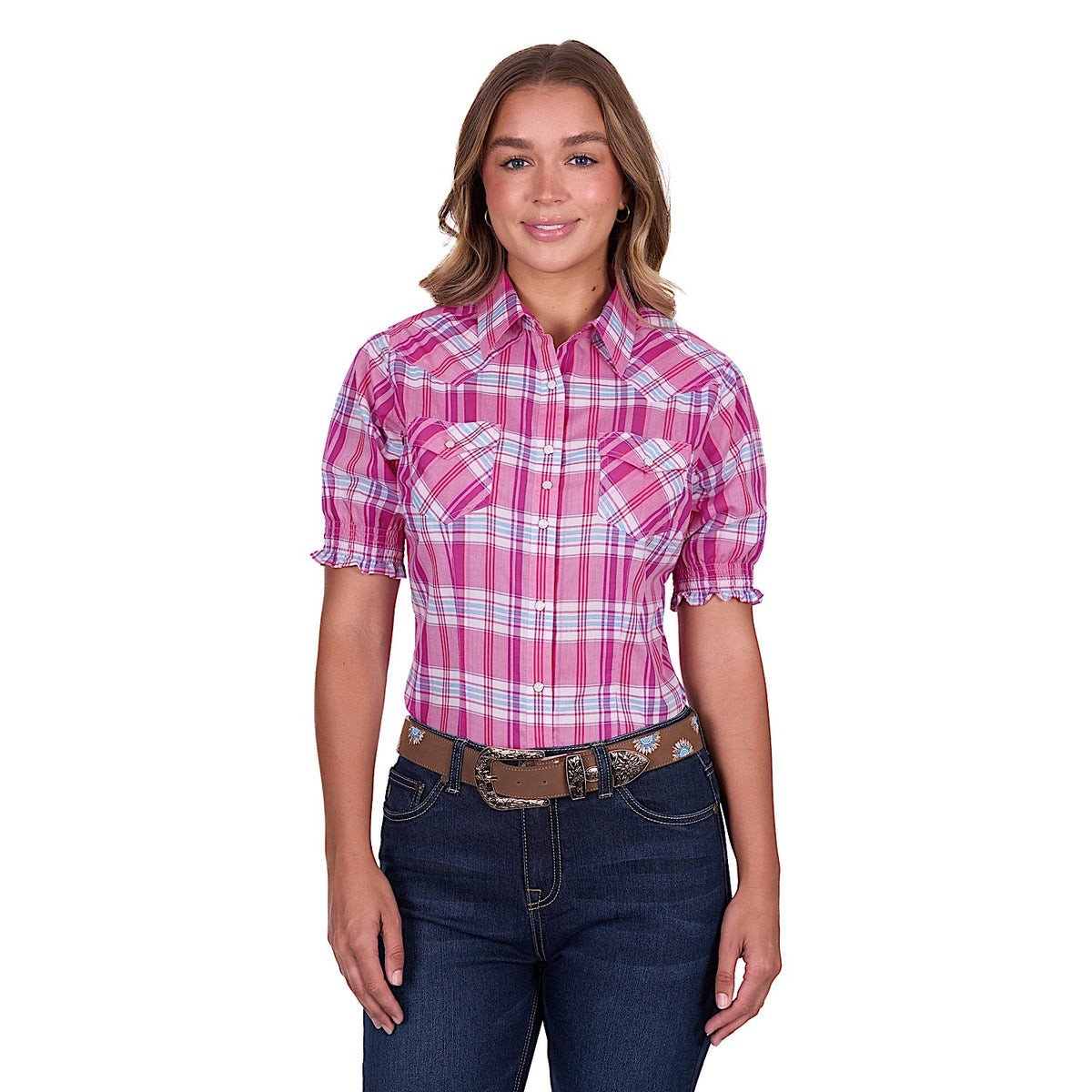 Pure Western Women’s Leni Short Sleeve Shirt - Pink
