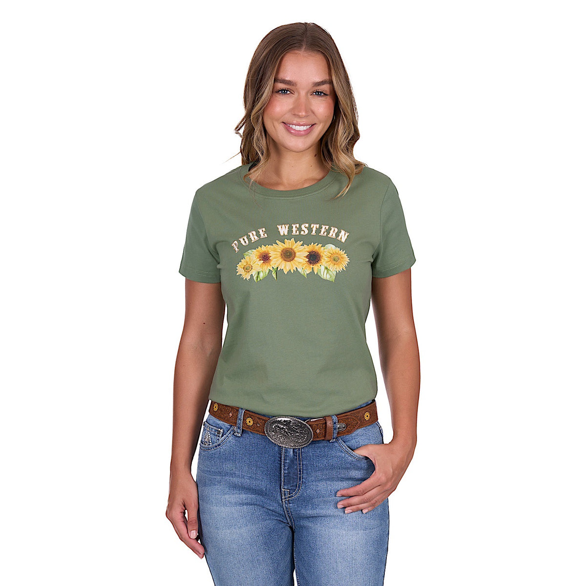 Pure Western Women’s Charlie Tee - Moss