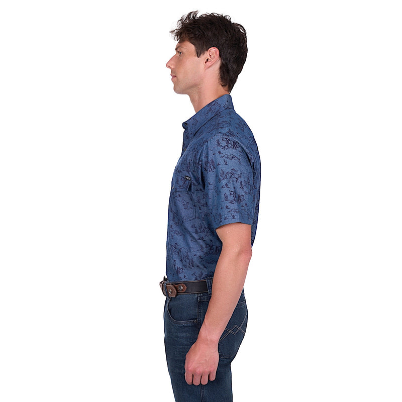 Pure Western Men’s Travis Short Sleeve Shirt - Chambray