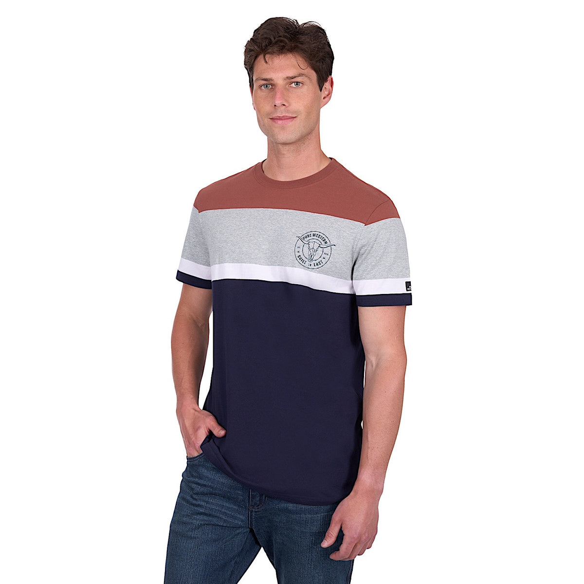 Pure Western Men’s Jeffery Tee - Navy/Rust