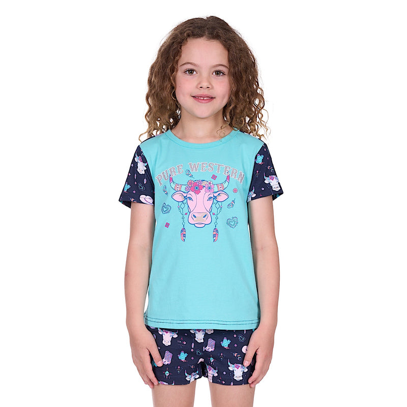 Pure Western Girl’s Cowgirl Pyjamas - Navy/Aqua