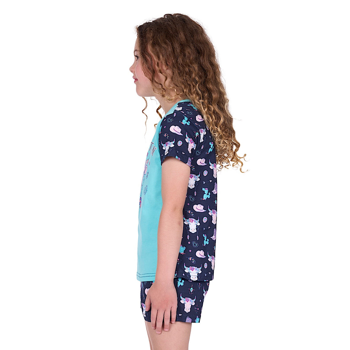 Pure Western Girl’s Cowgirl Pyjamas - Navy/Aqua