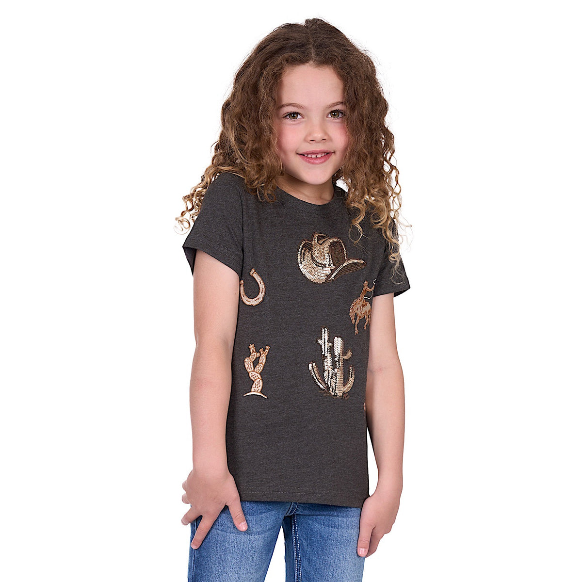 Pure Western Girl’s Bonita Tee - Charcoal Marle