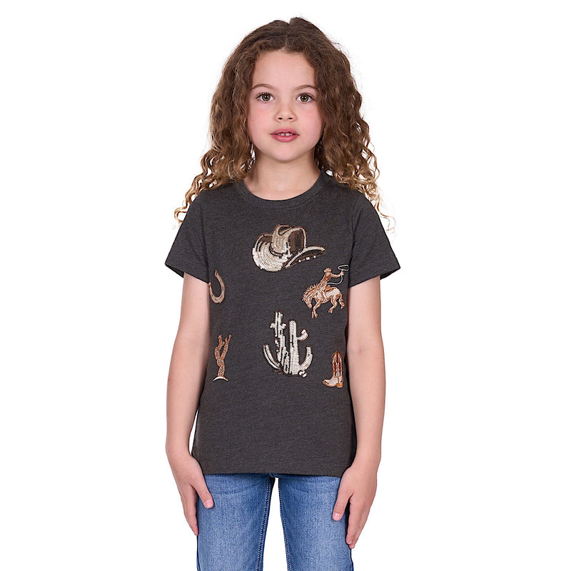 Pure Western Girl’s Bonita Tee - Charcoal Marle