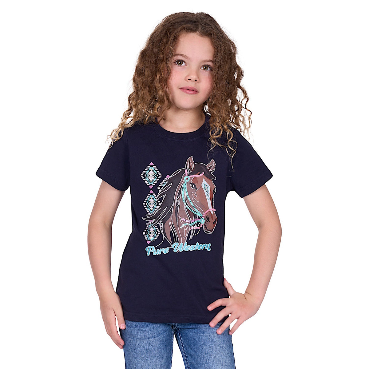 Pure Western Girl’s Ashlyn Tee - Navy