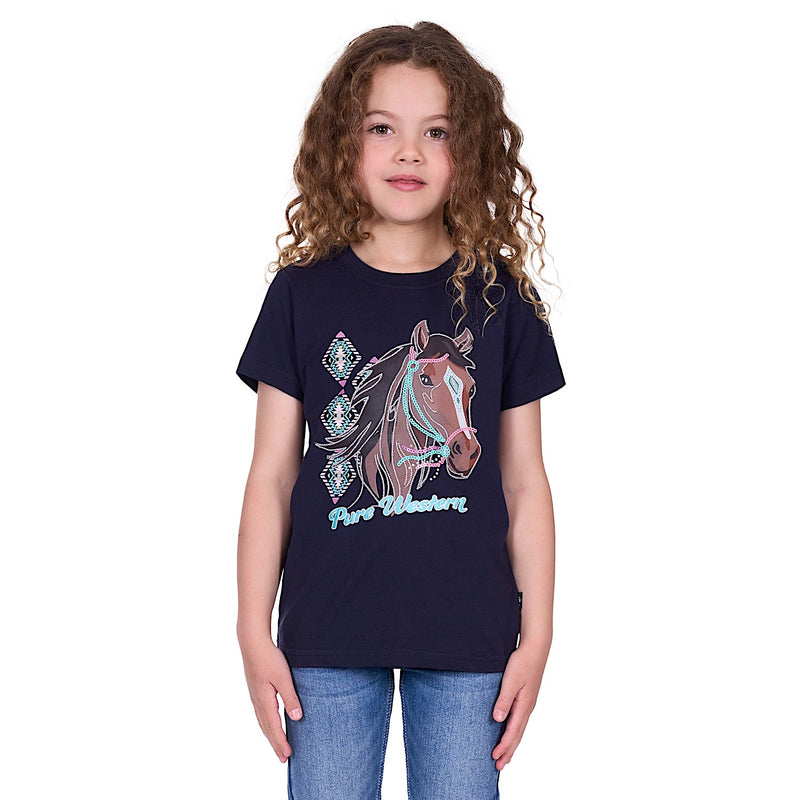 Pure Western Girl’s Ashlyn Tee - Navy