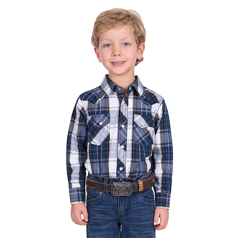 Pure Western Boy’s Nicholas Shirt - Navy/Tan