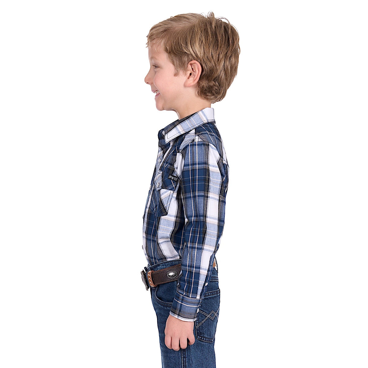 Pure Western Boy’s Nicholas Shirt - Navy/Tan
