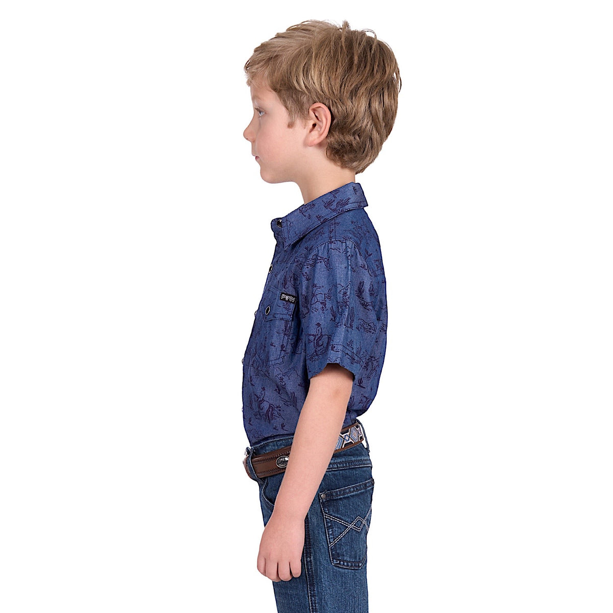 Pure Western Boy’s Travis Short Sleeve Shirt - Chambray