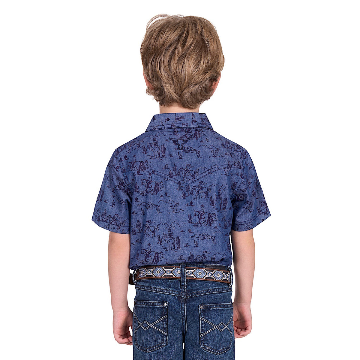 Pure Western Boy’s Travis Short Sleeve Shirt - Chambray