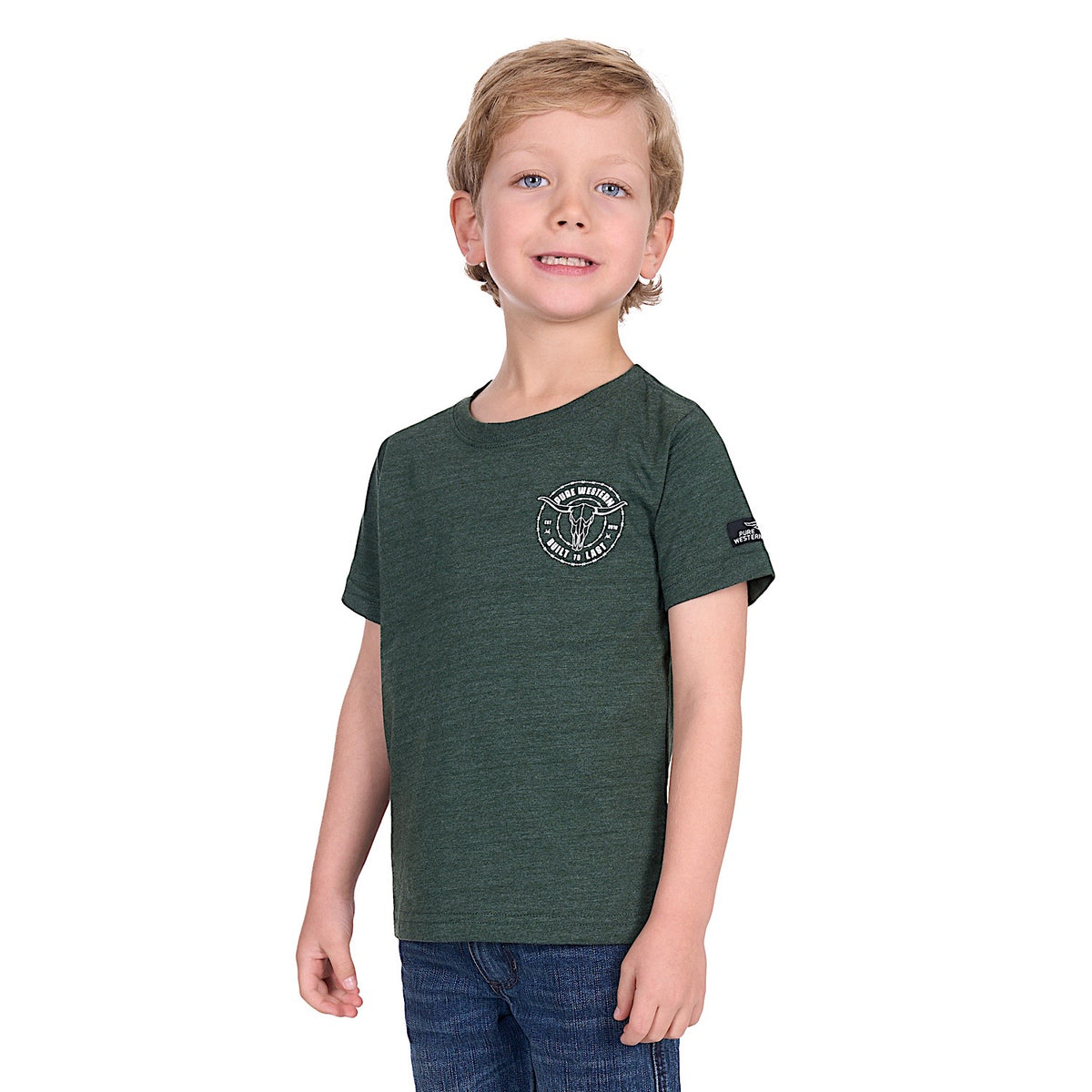 Pure Western Boy’s Walker Tee - Green Marle
