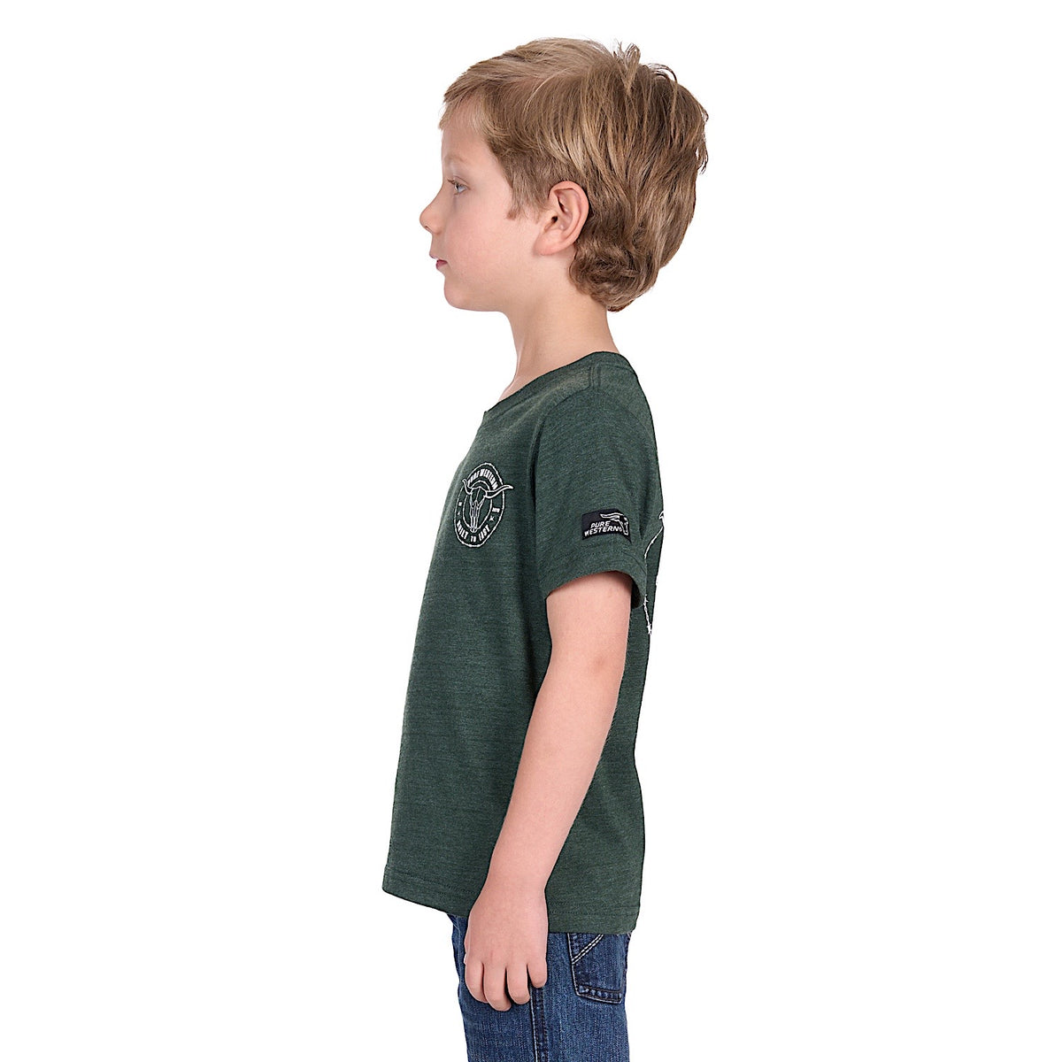 Pure Western Boy’s Walker Tee - Green Marle