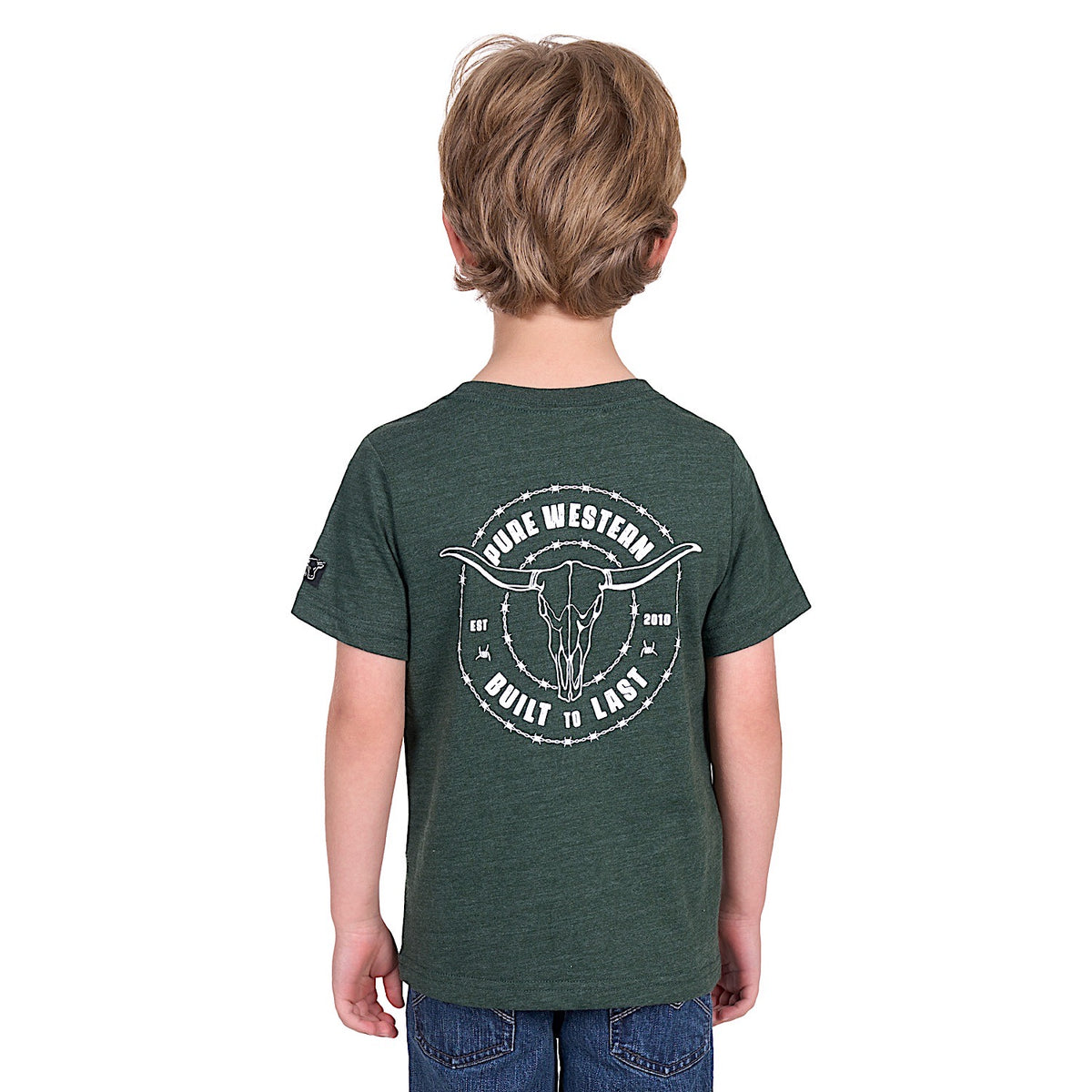 Pure Western Boy’s Walker Tee - Green Marle