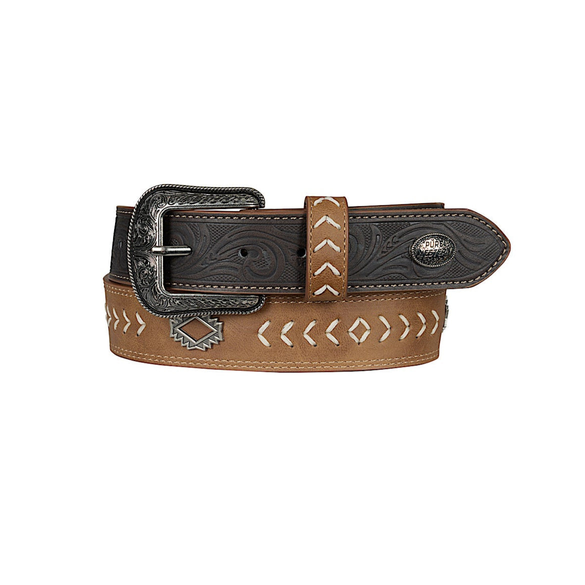 Pure Western Terrence Belt - Tan/Chocolate