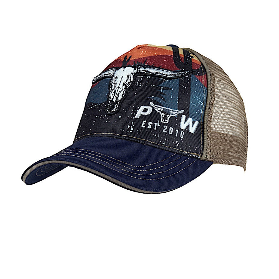 Pure Western Kid’s Mason Trucker Cap - Navy/Tan