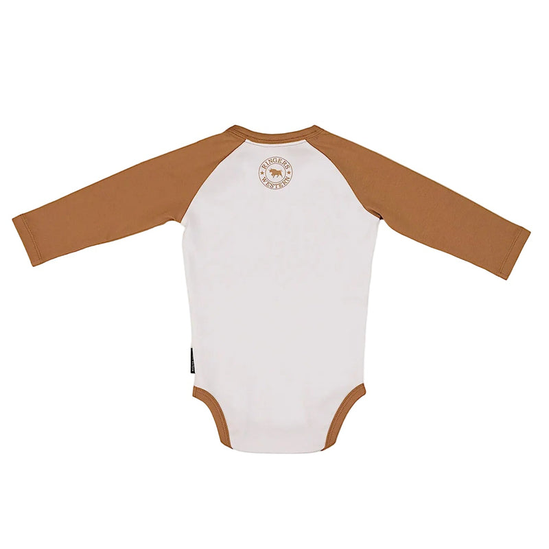 Ringers Western Babies Western Bub Long Sleeve Romper - White/Clay