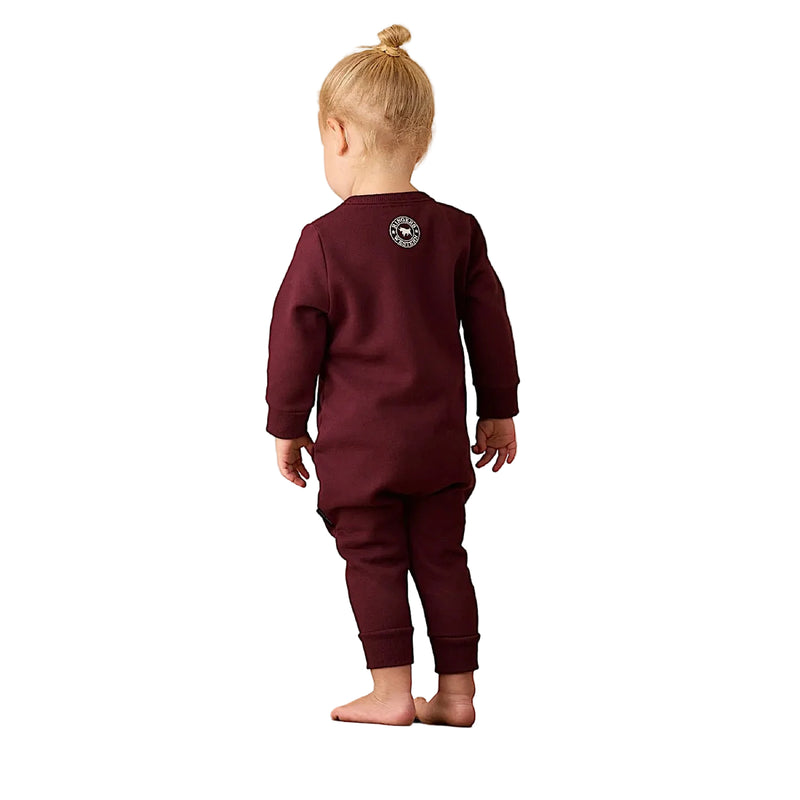 Ringers Western Moto Babies Fleece Long Sleeve Zip Onesie - Burgundy