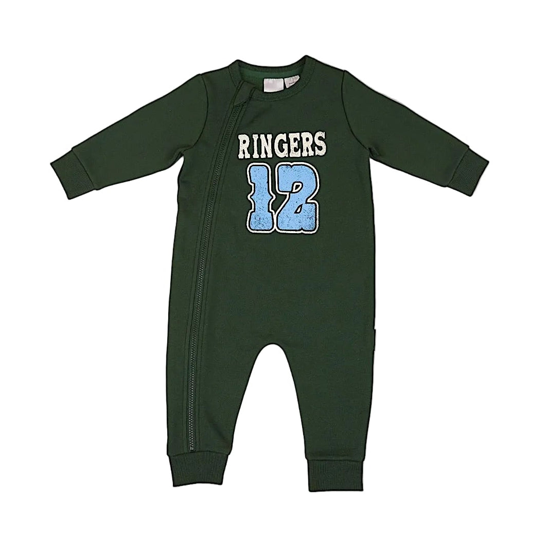 Ringers Western Moto Babies Fleece Long Sleeve Zip Onesie - Pine