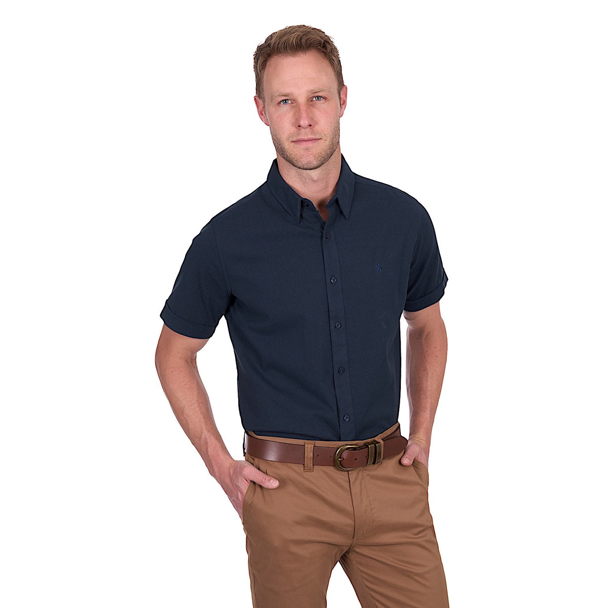 Thomas Cook Men’s Roger Linen Short Sleeve Shirt - Navy