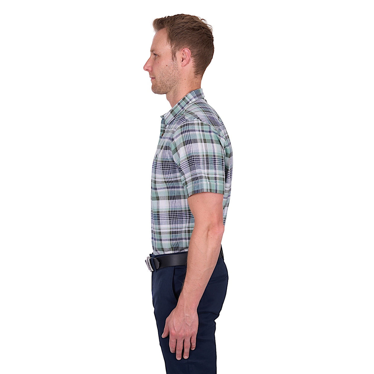 Thomas Cook Men’s Gerry Linen Short Sleeve Shirt - Green/Navy