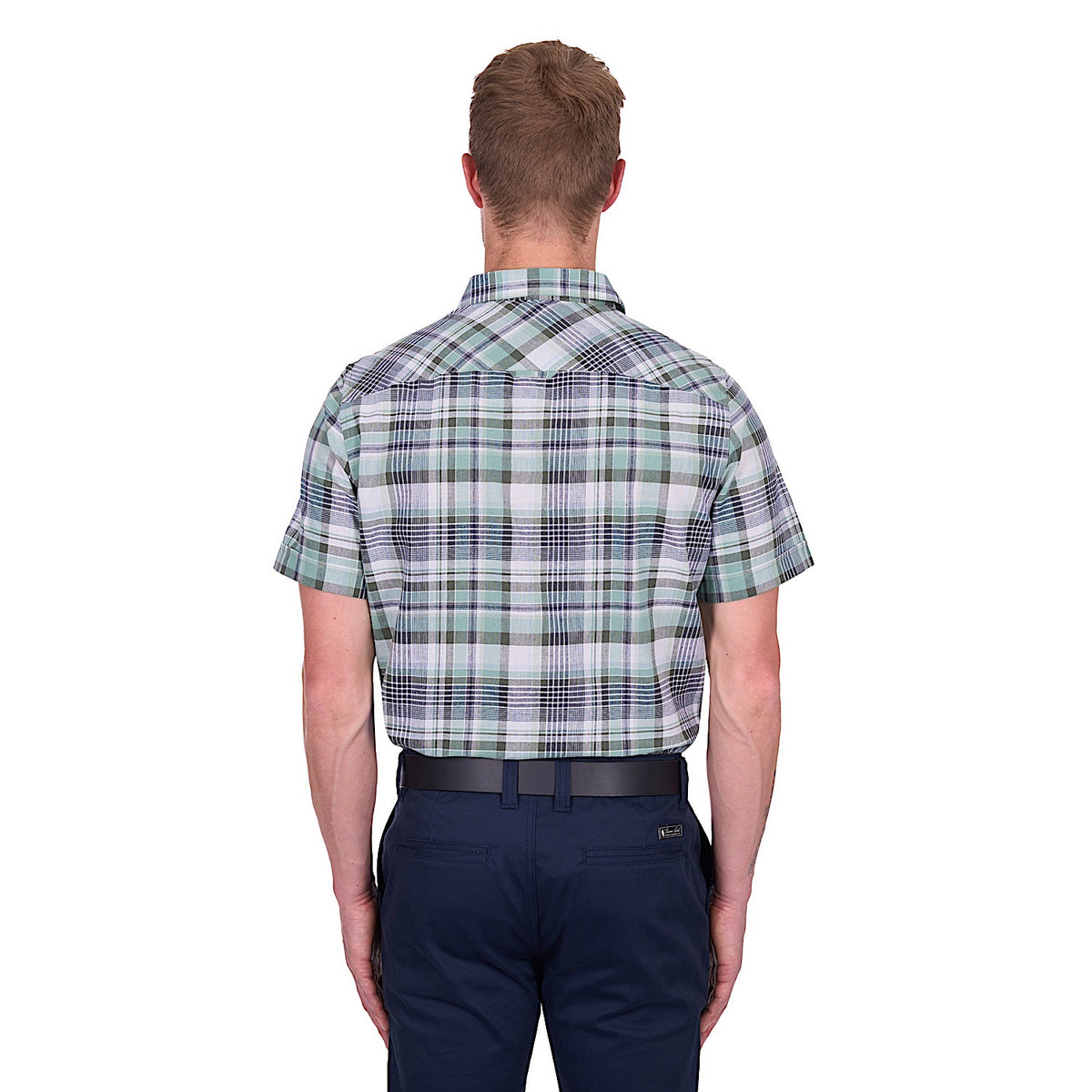 Thomas Cook Men’s Gerry Linen Short Sleeve Shirt - Green/Navy