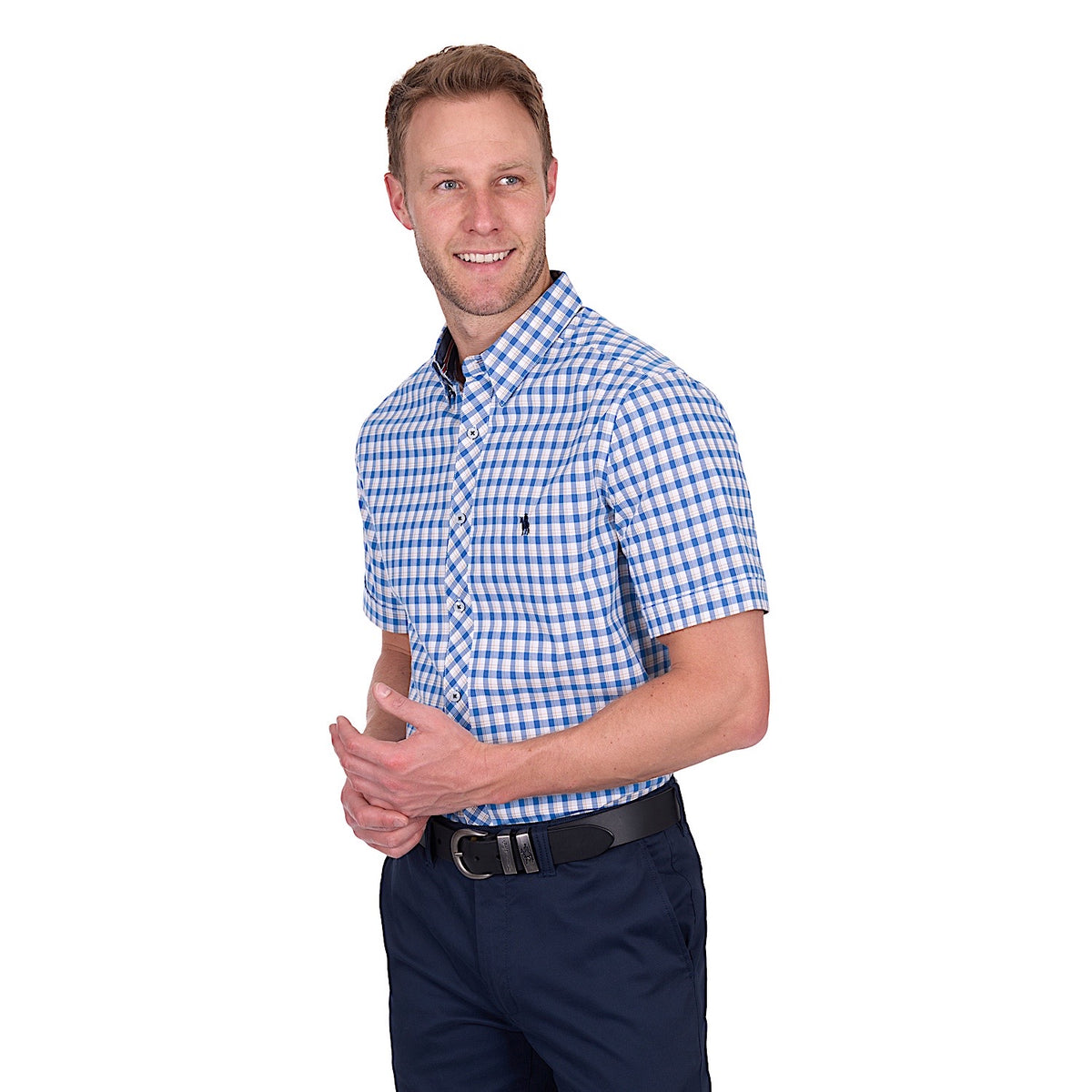 Thomas Cook Men’s Chris Tailored Short Sleeve Shirt - Blue/Tan