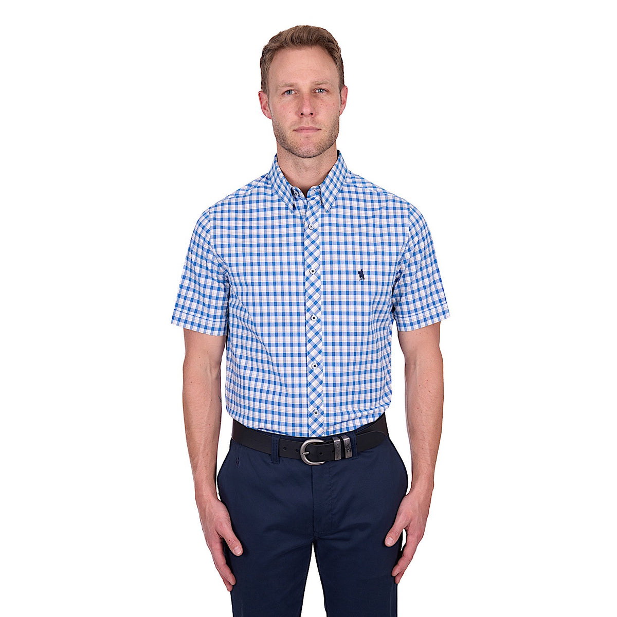 Thomas Cook Men’s Chris Tailored Short Sleeve Shirt - Blue/Tan