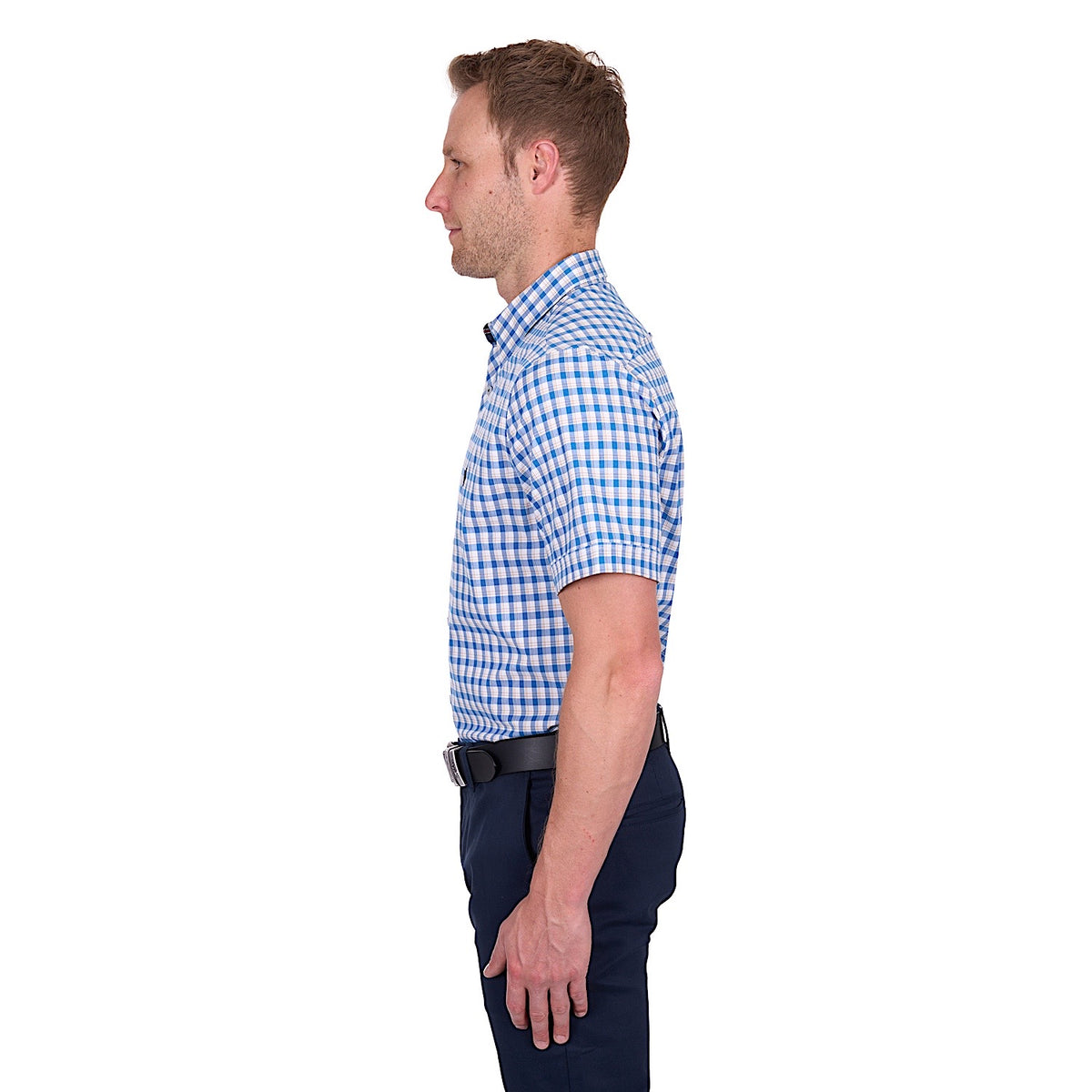 Thomas Cook Men’s Chris Tailored Short Sleeve Shirt - Blue/Tan