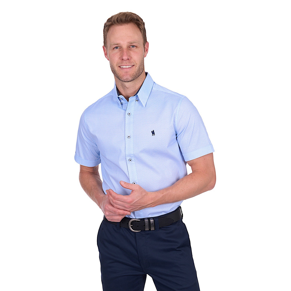 Thomas Cook Men’s Michael Tailored Short Sleeve Shirt - White/Royal