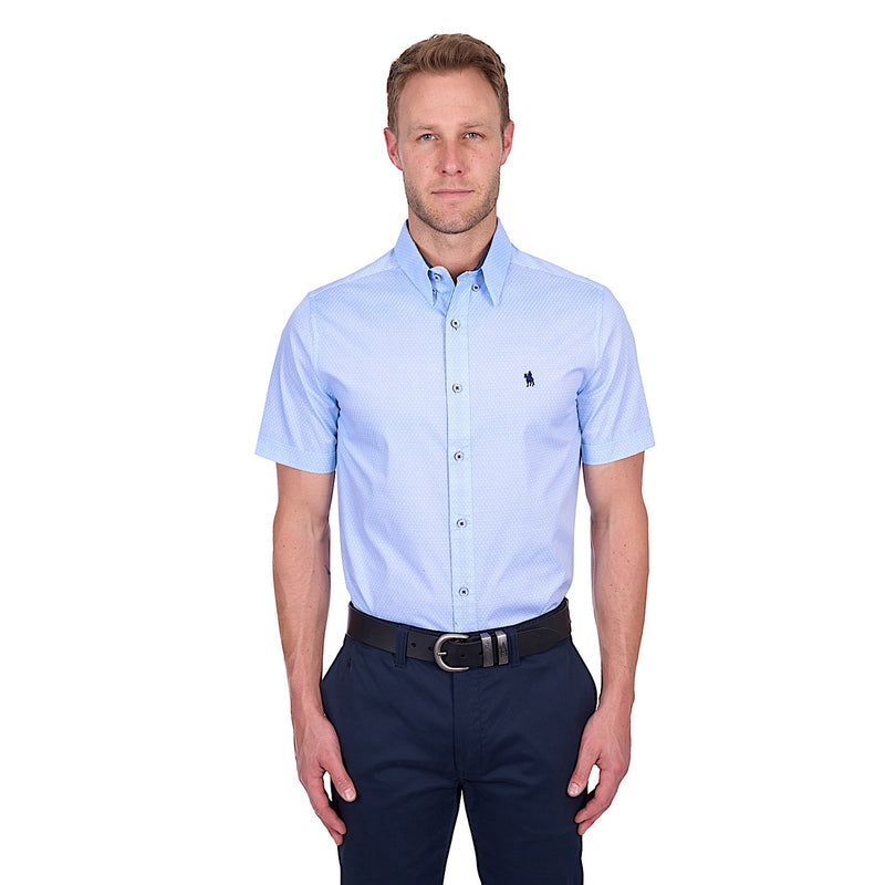 Thomas Cook Men’s Michael Tailored Short Sleeve Shirt - White/Royal