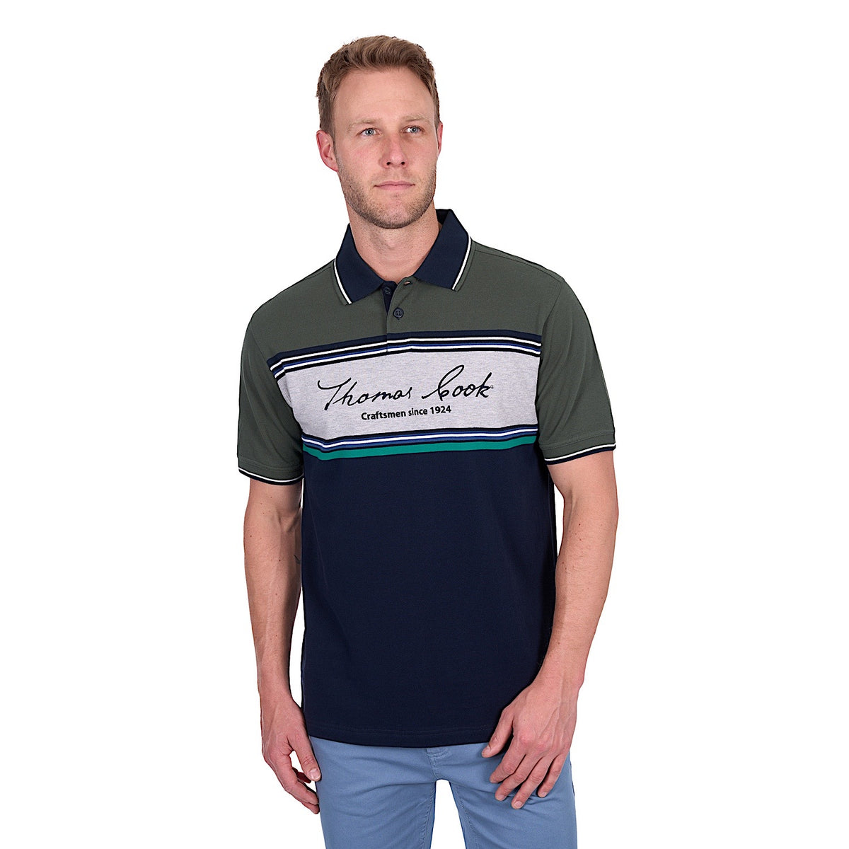 Thomas Cook Men’s Andy Tailored Polo - Navy/Green