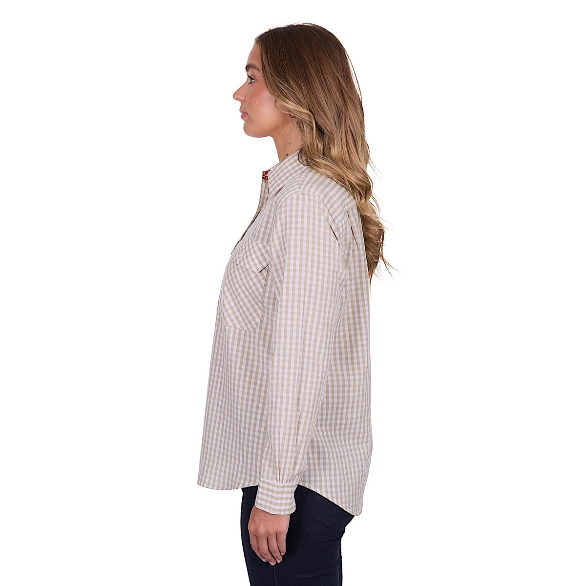 Hard Slog Women's Sara Half Placket Long Sleeve Shirt - Natural