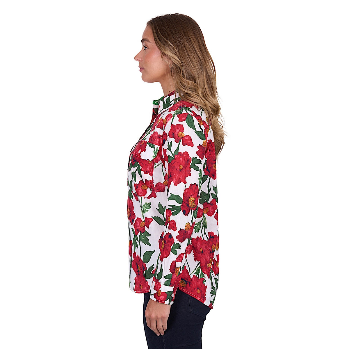 Hard Slog Women's Zoe Half Placket Long Sleeve Shirt - Red