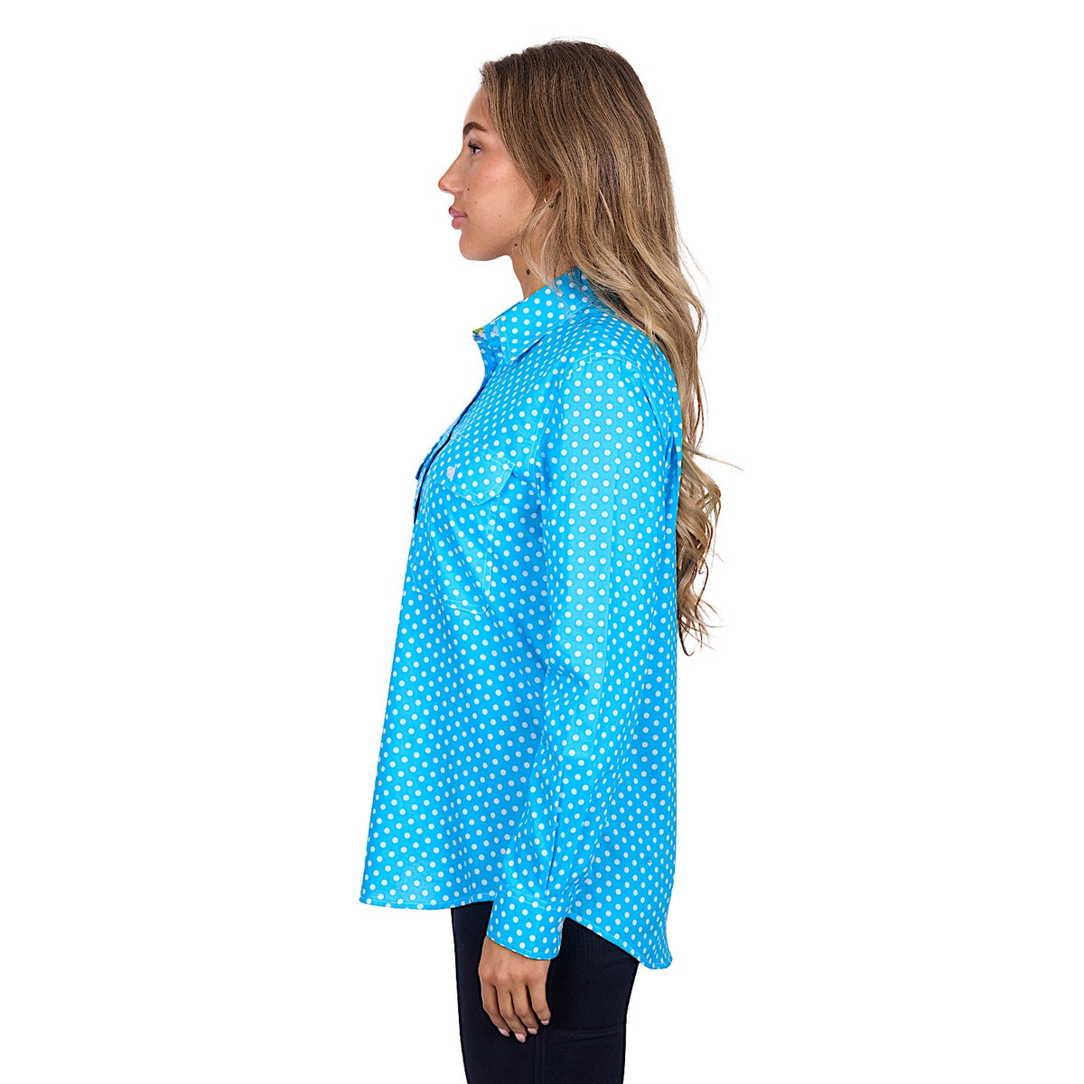 Hard Slog Women's Sia Half Placket Long Sleeve Shirt - Blue