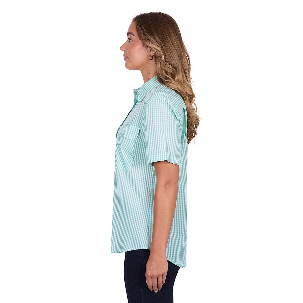 Hard Slog Women’s Grace Half Placket Short Sleeve Shirt Mint