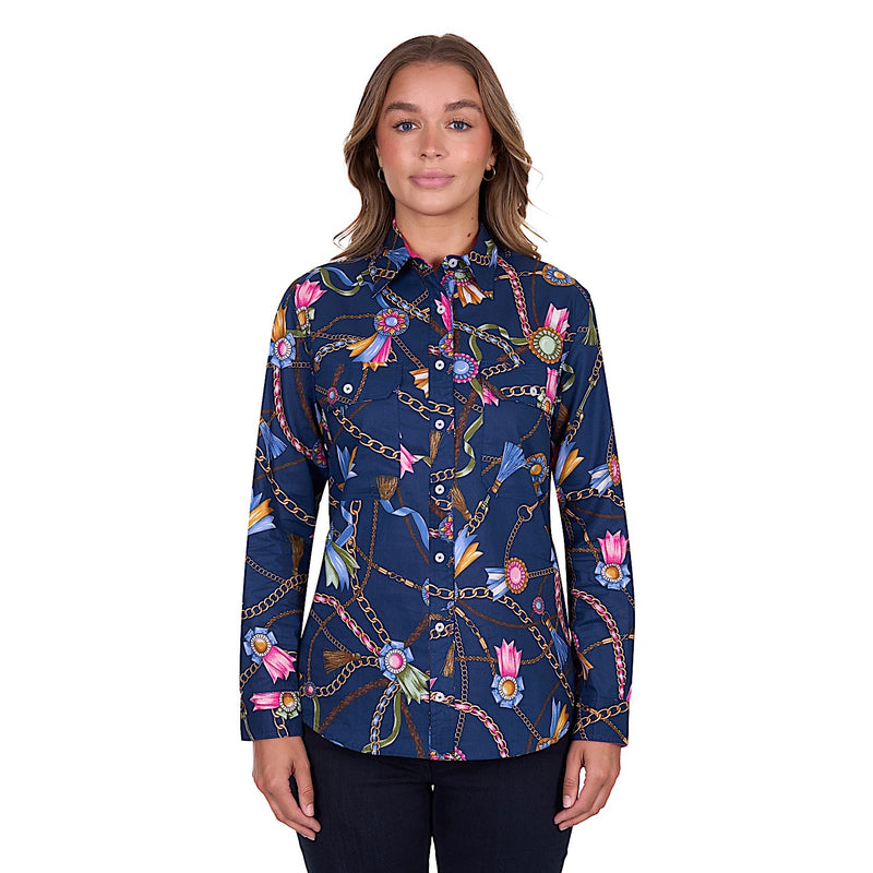 Hard Slog Women’s Jolie Full Placket Long Sleeve Shirt Navy