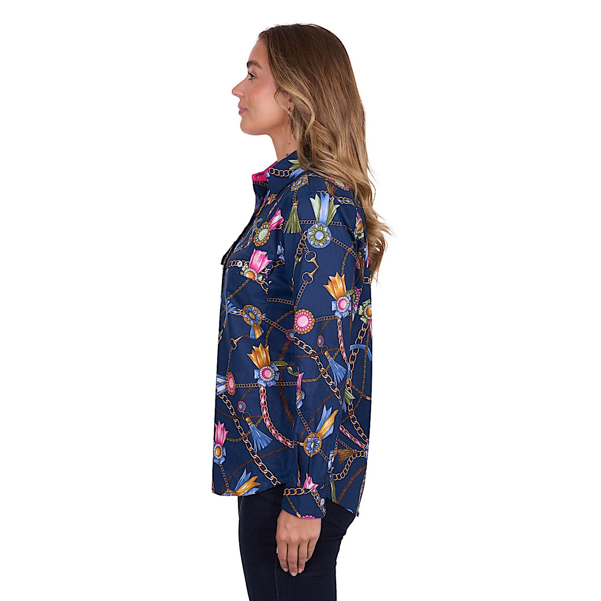 Hard Slog Women’s Jolie Full Placket Long Sleeve Shirt Navy