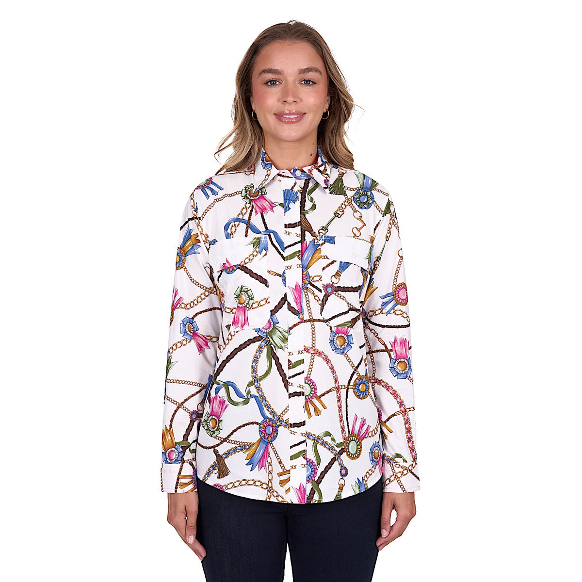 Hard Slog Women’s Jolie Full Placket Long Sleeve Shirt White