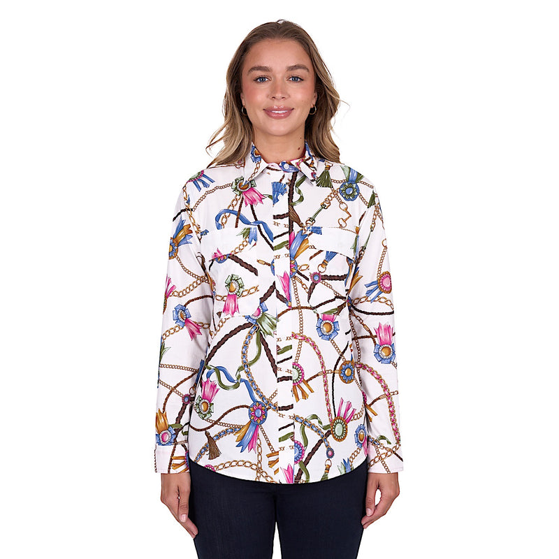 Hard Slog Women’s Jolie Full Placket Long Sleeve Shirt White