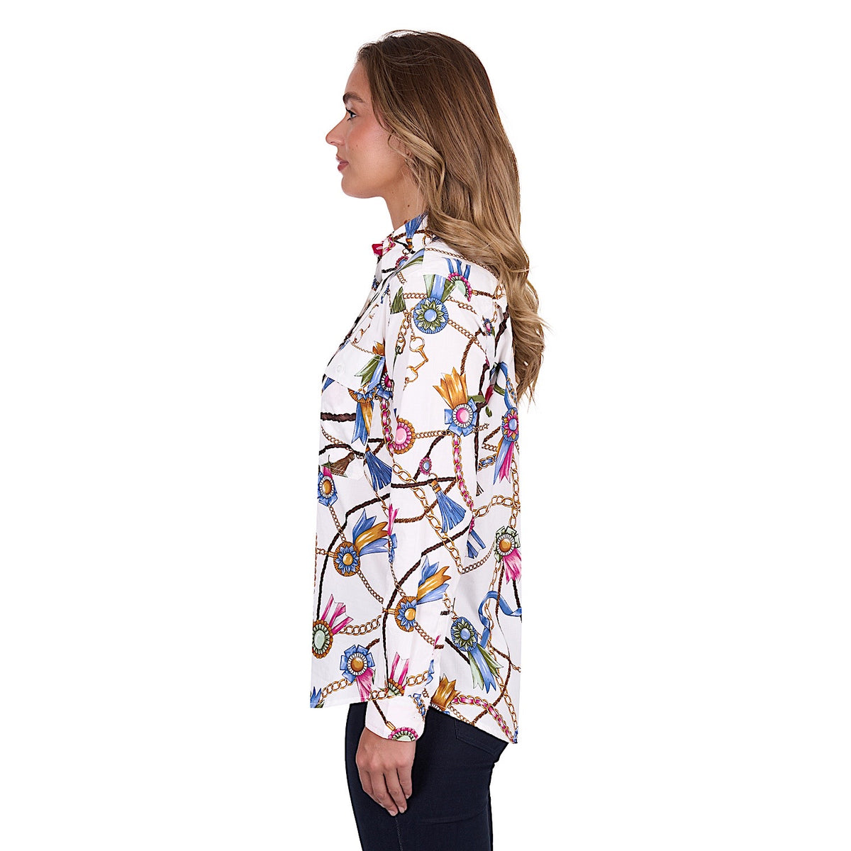 Hard Slog Women’s Jolie Full Placket Long Sleeve Shirt White