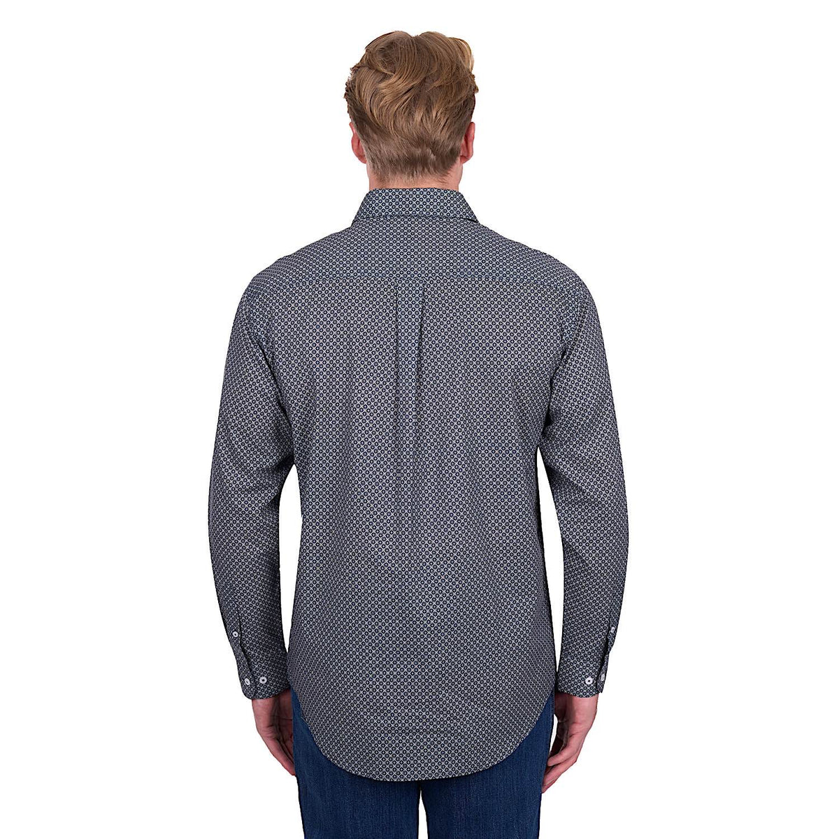 Hard Slog Men's Tomson Half Placket Long Sleeve Shirt - Navy/Tan