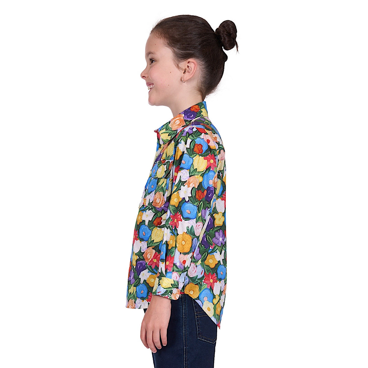 Hard Slog Kid's Delia Half Placket Long Sleeve Shirt - Multi