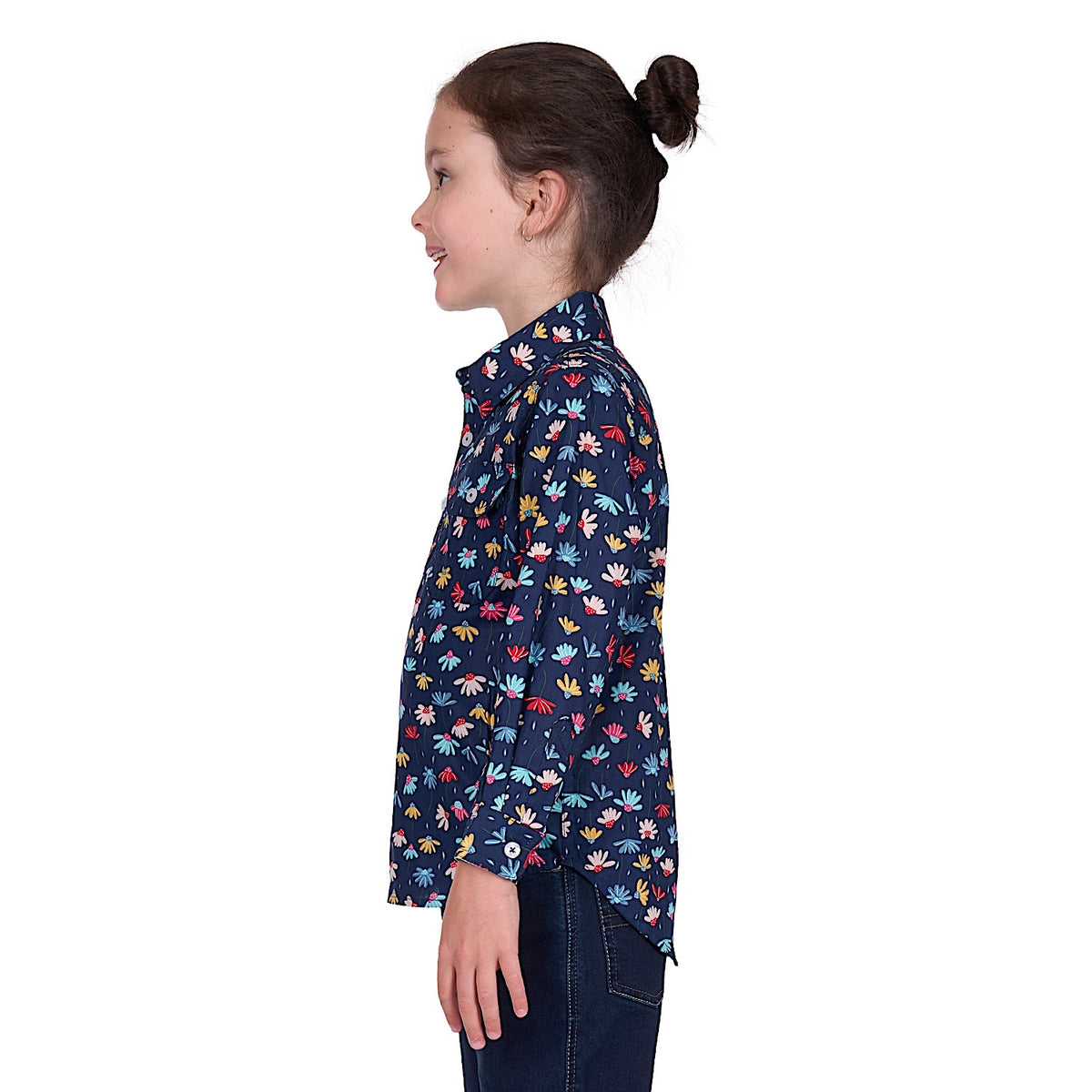 Hard Slog Kid's Tori Half Placket Long Sleeve Shirt - Navy