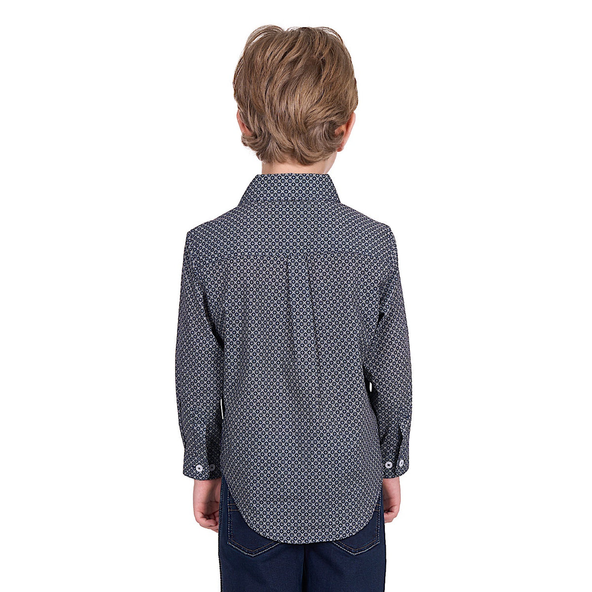 Hard Slog Kid's Tomson Half Placket Long Sleeve Shirt - Navy/Tan