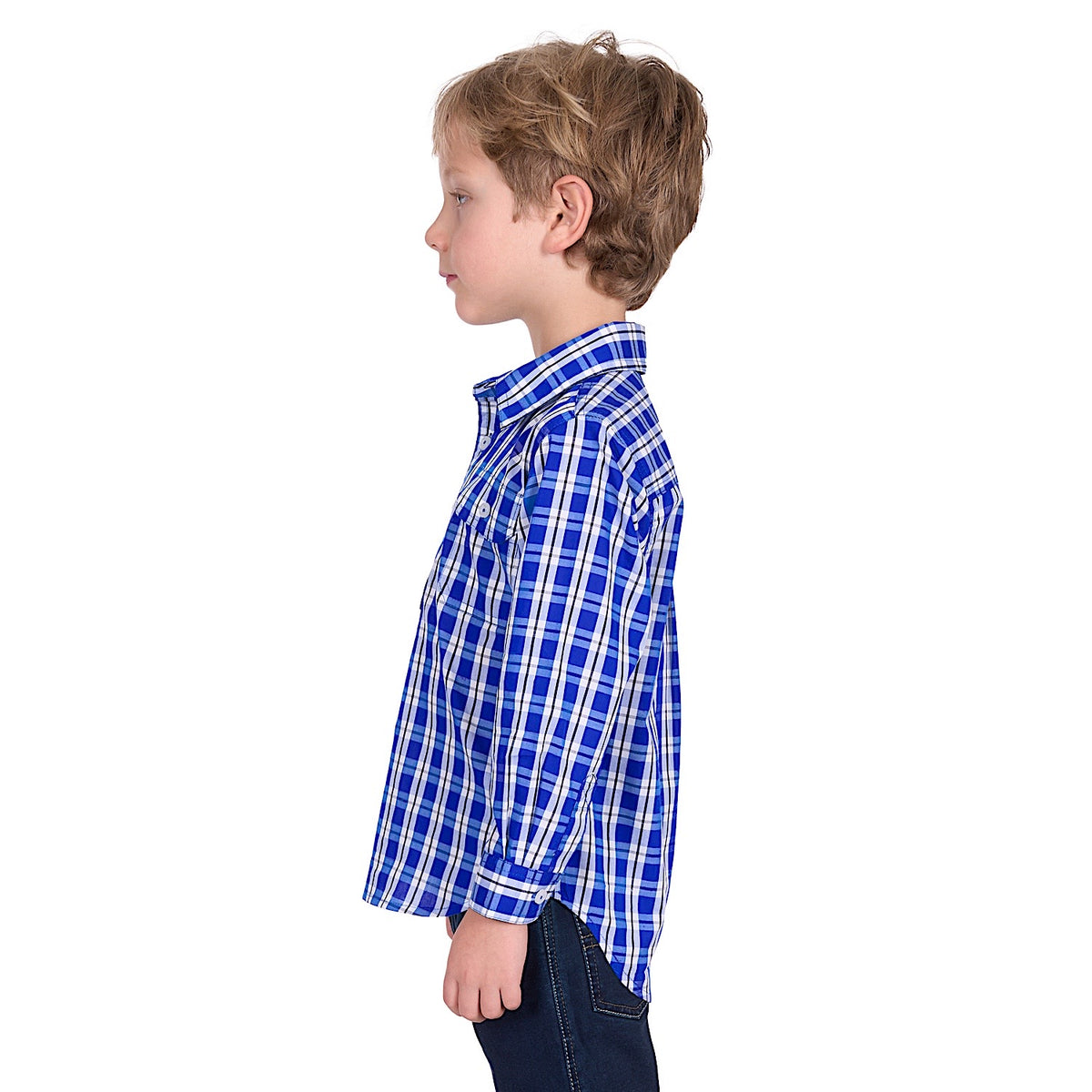 Hard Slog Kid's Levers Half Placket Long Sleeve Shirt - Royal/White
